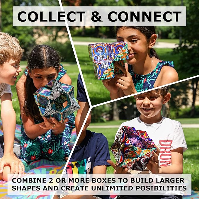 SHASHIBO Shape Shifting Box - Award-Winning Fidget Toy w/ 36 Rare Earth Magnets - Fidget Cube Transforms Into Over 70 Shapes, Sensory Toy Gift for Kids, Teens, and Adults (Blue Planet)