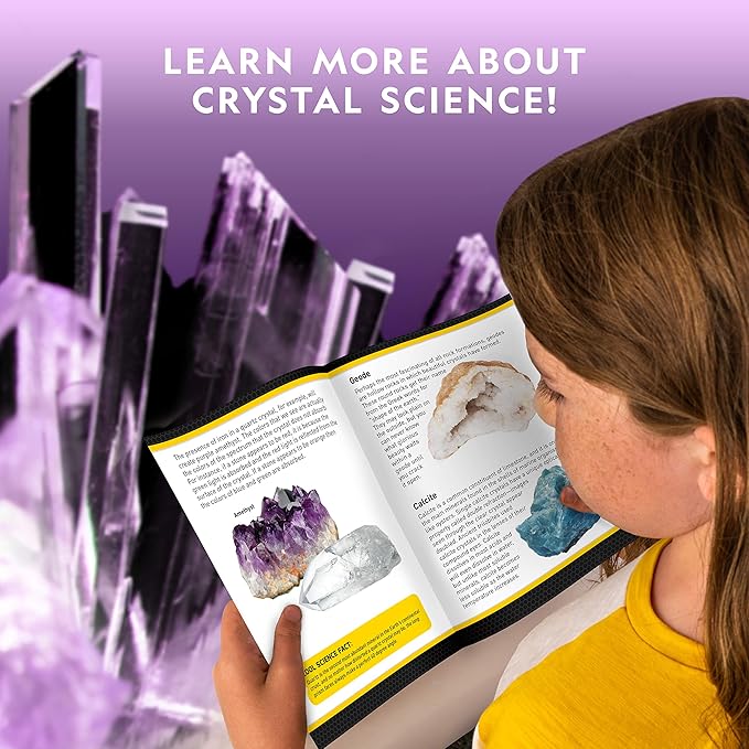 National Geographic Mega Crystal Growing Kit for Kids- Grow 6 Crystals with Light-Up Stand, Science Gifts for Kids 8-12, Crystal Making Experiment, Science Kit for Girls and Boys (Amazon Exclusive)