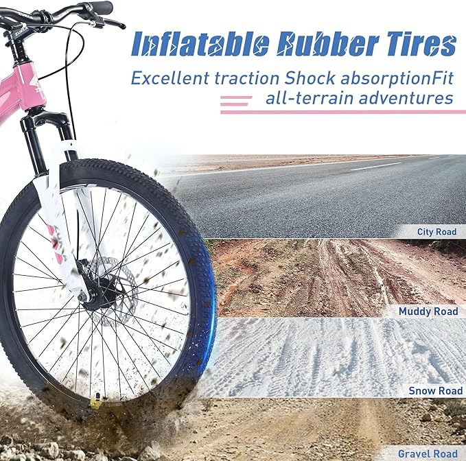 ZUKKA Kids Bike 20/24 Inch Mountain Bike Dual Disc Brake Suspension Fork Single Speed for Ages 7-12 Boys and Girls Youth Bicycle, Multiple Colors