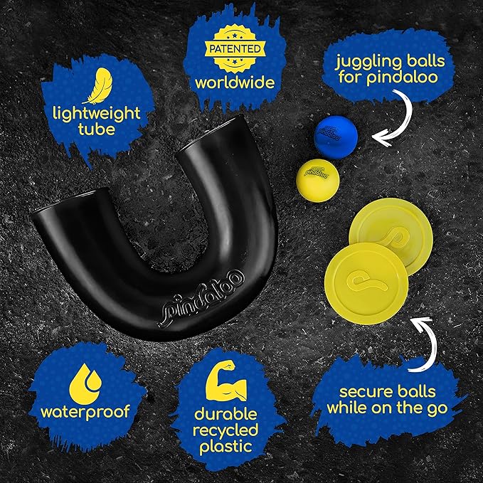 Original pindaloo Skill Game with 2 balls- Gifts for Kids and adults Indoor & Outdoor Games, Ball Toys for, Teen, & Girls- Gift Ideas for Teens, Fun Stuff Party, Develops Motor & Juggling Skills - Red