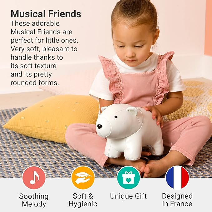 Little Big Friends Musical Baby Toy – Soft Plush Pull-String Cord Classical Toy for Baby & Toddlers | Soothing Stuffed Cuddly Animal Gift | Nathan The Polar Bear