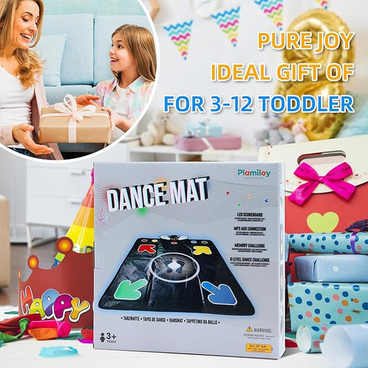 Kids Foldable Dance Mat, Soft Non-Slip Dance Pad with Built-in 8 Songs & MP3 External Play, Multiple Challenge Levels, Stimulate Kids’ Sports Talent, Ideal for Child Ages 3+