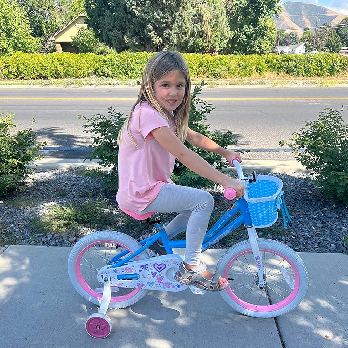 JOYSTAR Angel Girls Bike for Toddlers and Kids Ages 2-13 Years Old, 12 14 16 18 20 Inch Kids Bike with Training Wheels & Basket, 20 24 Inch Girls Bicycle with Handbrake & Kickstand
