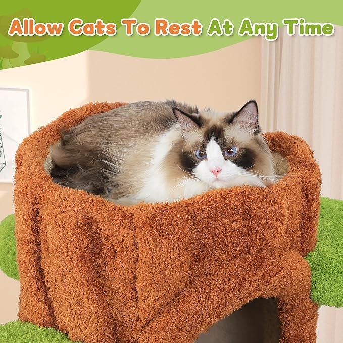 88.6" Extra Large Solid Wood Cat Tree Tower – Multi-Level Indoor Cat Condo with Scratching Posts, Tall Climbing Activity Center for Large Cats