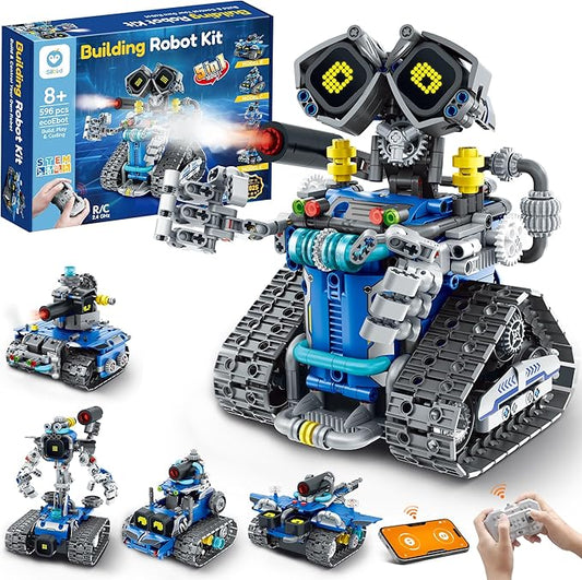 Sillbird Christmas STEM Robot Building Kit with Remote Control Gifts for Boys Ages 8-14, Buildable 5in1 Robotics Technic Coding Toy for Kids Birthday with 596 Pieces