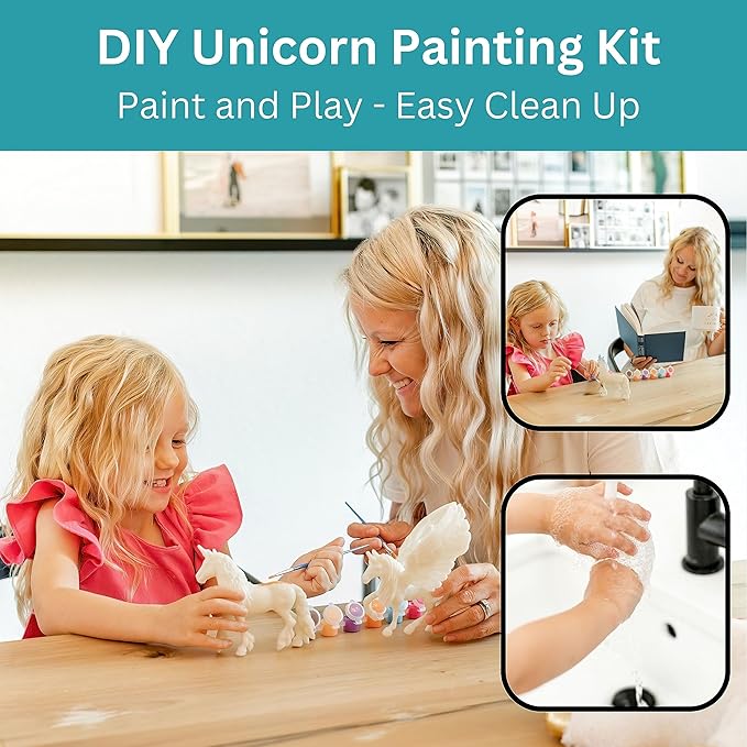 Deluxe Unicorn Painting Kit for Girls - STEM Certified Unicorn Craft for Girls Ages 4-6 & up- Paint Your Own Arts and Crafts Includes 2 DIY Headbands & 8 Kids Painting Crafts for Fun Screen-Free Play