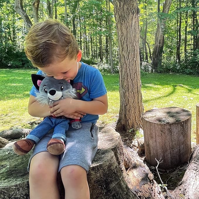 Playtime by Eimmie Soft Baby Doll Walter The Wolf - 14" Plush Rag Doll with Embroidered Features for Girls, Boys, Toddlers & Infants - Educational Stuffed Animal for Imaginative Play