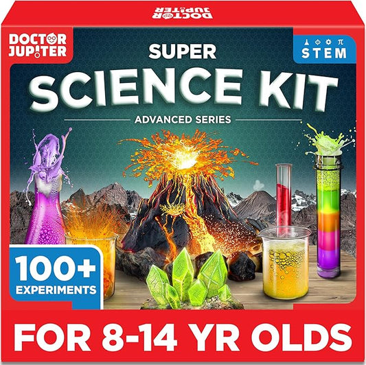 Doctor Jupiter Super Science Kit for Kids Ages 8-12 | Chemistry Set, STEM Toy with 100+ Experiments & Geyser Tube Ideas for Boys & Girls 8+ Years Old | Learning & Educational Projects