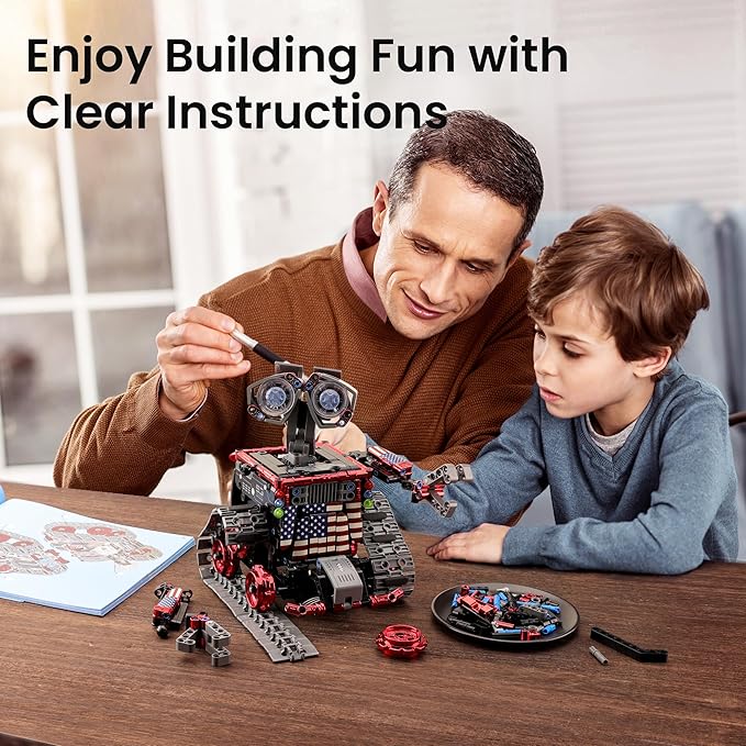 Sillbird Robot Building Kit with Remote Control Gifts for Kids Boys Ages 8-12, Christmas STEM Coding Robotic Technic Tracked Racer Car Toys for Birthday - Build 4in1 Model with 631 Pieces