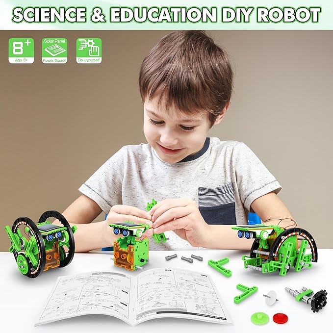 STEM 13-in-1 Education Solar Power Robots Toys for Boys Age 8-12, Educational Toy Science Kits for Kids Experiment Robotics Set Birthday Gifts for 8 9 10 11 12 Years Old