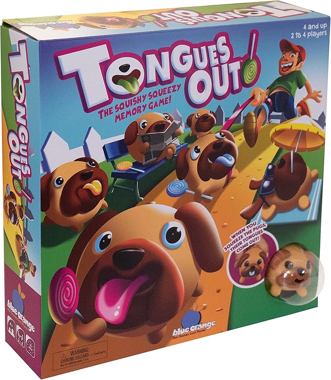 Tongues Out! The Squishy, Squeezy Preschool and Children Game - Educational Puppy Fidget Memory Color Matching Fun by Blue Orange Games - 2-4 Players for Ages 4+