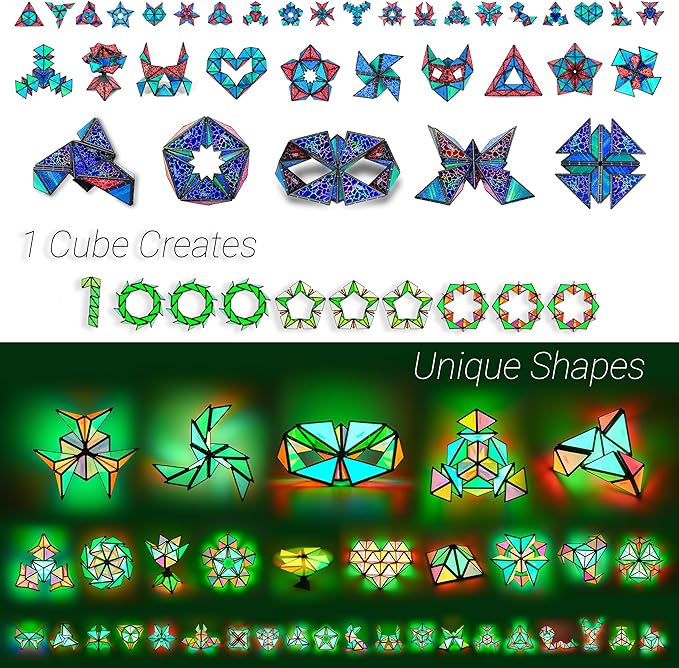 TOSY Magnet Pyramid Stone - 1 Cube Transforms into 1 Billion Shapes, 14 pcs (12 Puzzle pcs and 2 Spinners), 243 Magnets, Christmas Stocking Stuffers Gift for Kids, Creative Puzzle STEM Toy, 3-Pack