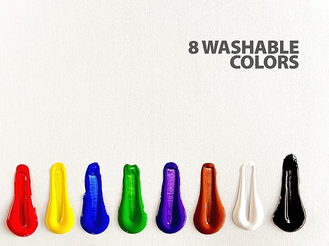 milo Washable Paint for Kids | 8 Colors 16 oz Bottles | Made in the USA | Safe and Non-Toxic Tempera Paint for Art & Craft, Poster, Windows for Toddlers, Children, Classroom, School, Project