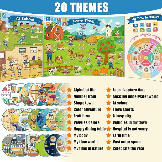 QuTZ Talking Pen with 20 Interactive Learning Posters, Educational Toy for Toddlers Ages 2-6, 700+ Games, 500+ Words, ABC, 123, Animals, Shapes, Preschool Homeschool Essential