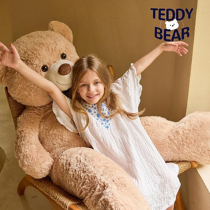 47 inch Big Giant Teddy Bear Stuffed Animals, Light Brown Soft Plush Life Size Bear Toy All Ages Gift for Children/Girlfriend/Valentine's Day/Christmas/Birthday/Baby Shower/Wedding/Party Decorations