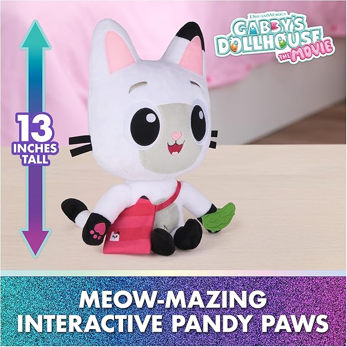 Gabby's Dollhouse: The Movie, Meow-Mazing Interactive Pandy Paws Plush Toy with 3 Accessories & Removable Bag, Kids Toys for Girls & Boys Ages 3 and Up