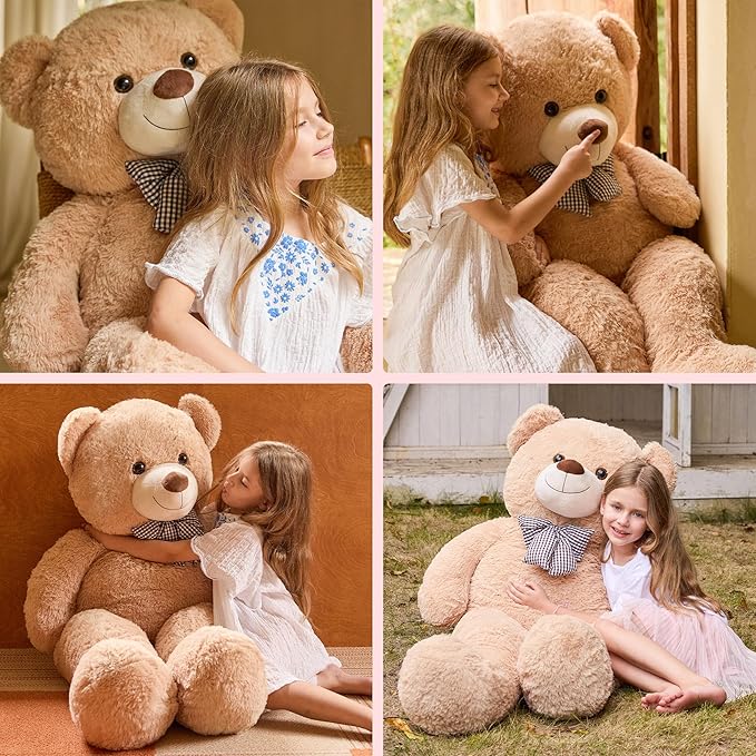 47 inch Big Giant Teddy Bear Stuffed Animals, Light Brown Soft Plush Life Size Bear Toy All Ages Gift for Children/Girlfriend/Valentine's Day/Christmas/Birthday/Baby Shower/Wedding/Party Decorations