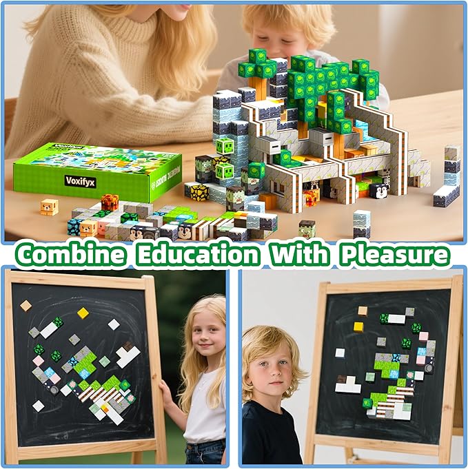 150PCS Magnetic Building Blocks Set Toys, Kids Classroom Magnet Blocks Sensory Toy for Toddlers STEM Learning, Construction Stacking Toy for Kids Boys and Girls Christmas Birthday Gifts