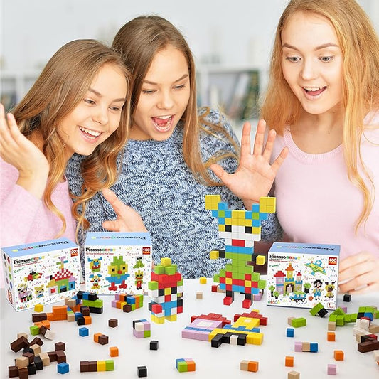 Picasso Cubes 0.5” Pixel Magnetic Puzzle Cube 200 Piece Mix & Match Sensory Toys STEAM Education Learning Building Block Magnets Children Construction Toy Set Stacking Magnet Creative Kit PMC200