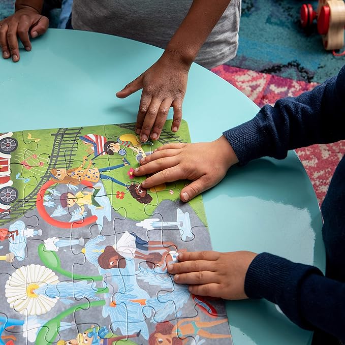 Upbounders Little Likes Kids - Splash Park Jumbo Puzzle, 48 Pieces, Beginner Jigsaw Floor Puzzle with Multicultural Family Children Preschoolers at Play, Age 4-8