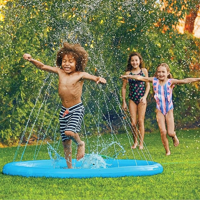 Upgraded Splash Pad - 67 Inches- Sprinkler for Kids and Toddlers - Non-Slip Splash Pads for Dogs - Large Inflatable Sprinkler Play Mat - Outdoor Swimming Pool Water Toys Fun for Infants, Boys, Girls