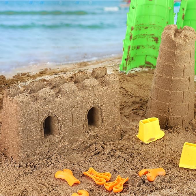 Liberty Imports Beach Builder Create a Sand Castle Pro Building Split Mold Sand Castle Construction, Plastic Beach Toy for Kids (18 Pcs)