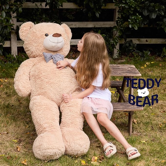 47 inch Big Giant Teddy Bear Stuffed Animals, Light Brown Soft Plush Life Size Bear Toy All Ages Gift for Children/Girlfriend/Valentine's Day/Christmas/Birthday/Baby Shower/Wedding/Party Decorations