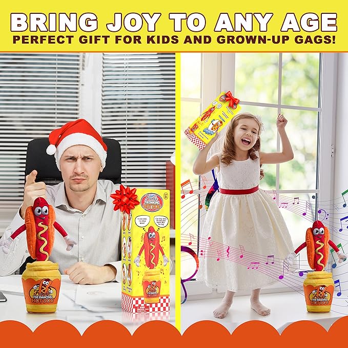 Gagster Dancing Hot Dog - Sings, Yodels, Tells Jokes - Funny Talking Decor Toy for Kids & Adults