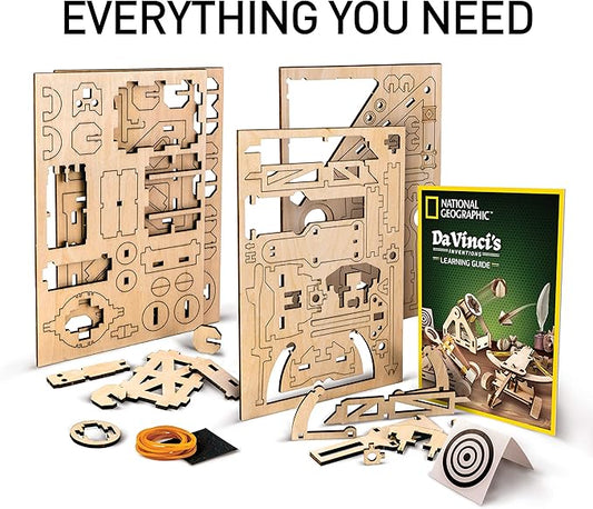 NATIONAL GEOGRAPHIC Da Vinci Model Kit - Catapult Kit for Kids, 3D Puzzle Building Toy for Boys and Girls, Wood Building Kit for Kids, A Great STEM Project, Engineering Model Kit (Amazon Exclusive)
