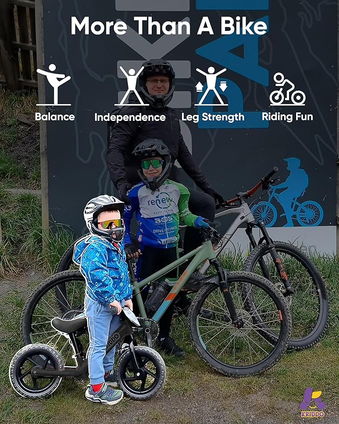 KRIDDO Toddler Balance Bike 2 Year Old, Age 24 Months to 5 Years Old, 12 Inch Push Bicycle with Customize Plate (3 Sets of Stickers Included), Steady Balancing, Gift Bike for 2-3 Boys Girls, Night
