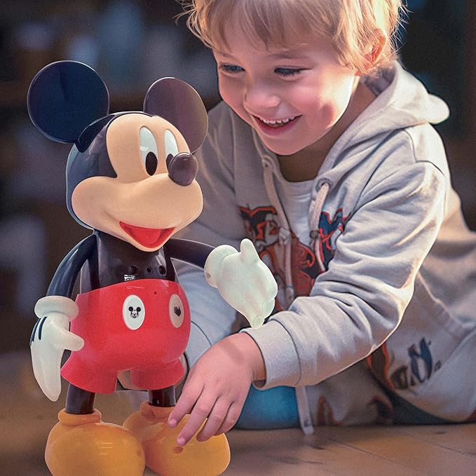 LEXiBOOK - Disney - Bilingual Mickey Robot - English/Spanish, 100 Educational quizzes, Light Effects, Dance, programmable, Articulated, Black/red - MCH01i2