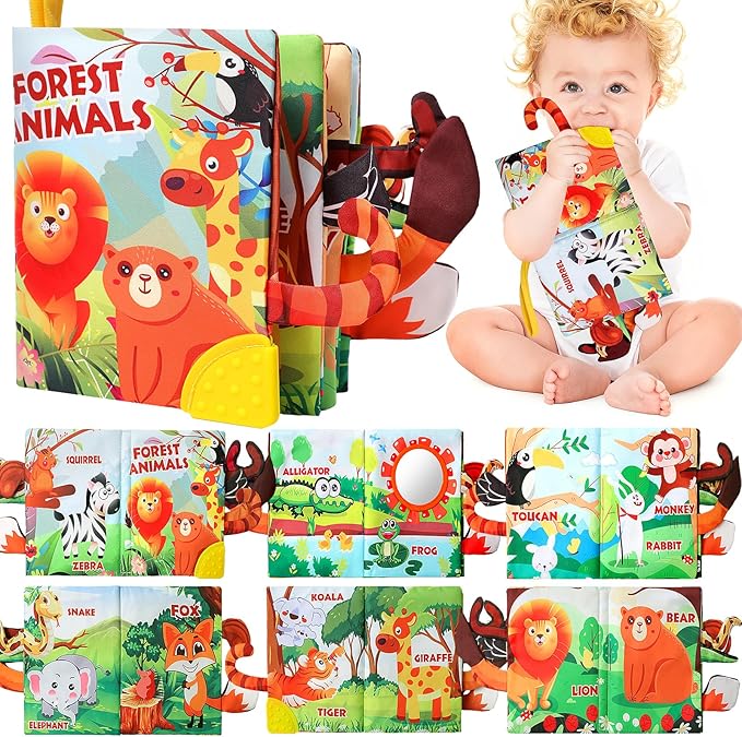 Baby Books 0-6 Months,Crinkle Books for Babies,Infant Tummy Time Toy High Contrast Sensory Book for Babies,Touch Feel Book for Newborn 0-6-6-12 Months Early Learning Toy