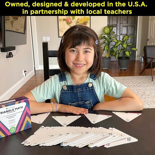 Award-Winning Triangle Math Flash Cards – 376 Multiplication & Division Facts (0–12) – Mastery-Based, Color-Coded Learning for Grades 3–6 – Durable Cards with Visual Aids