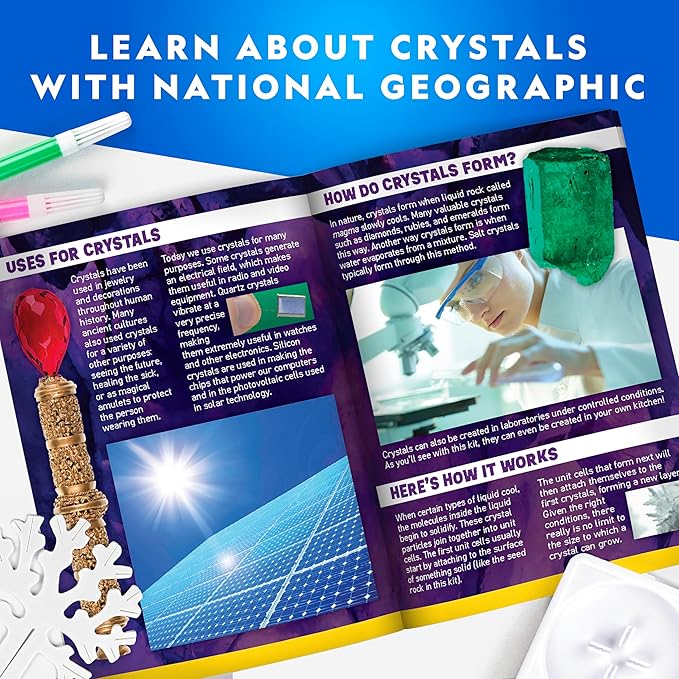 National Geographic Craft Kits for Kids - Crystal Growing Kit, Grow 6 Crystal Trees in Just 6 Hours, Educational Craft Kit with Art Supplies, Geode Specimen, STEM Arts & Crafts Kit (Amazon Exclusive)