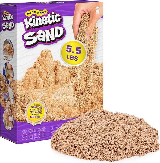 Kinetic Sand, 5.5lbs (2.5kg) Natural Brown Play Sand for Arts and Crafts, Sandbox, Amazon Exclusive (Packaging May Vary), Sensory Toys, Holiday Gifts & Stocking Stuffers for Kids Ages 3 and up