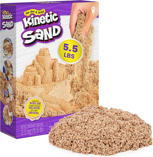 Kinetic Sand, 5.5lbs (2.5kg) Natural Brown Play Sand for Arts and Crafts, Sandbox, Amazon Exclusive (Packaging May Vary), Sensory Toys, Holiday Gifts & Stocking Stuffers for Kids Ages 3 and up