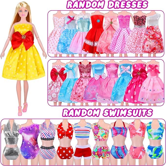 Closet Playset With 342 Pcs Clothes and Accessories, Princess Dresses, Tops, Pants, Swimsuits, Wardrobe, Shoes, Hangers and Other Accessories, Dress Up Toys for Girls Toddlers Gift