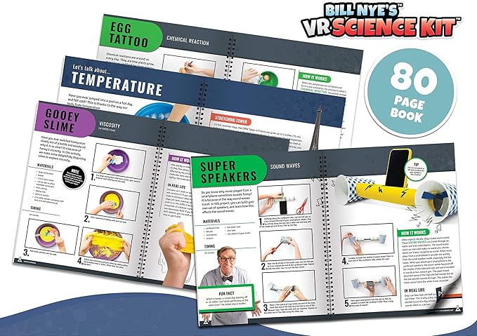 Abacus Brands Bill Nye's VR Science Kit - Virtual Reality Kids Science Kit, Book and Interactive STEM Learning Activity Set (Full Version - Includes Goggles) - for Ages 8 and Up