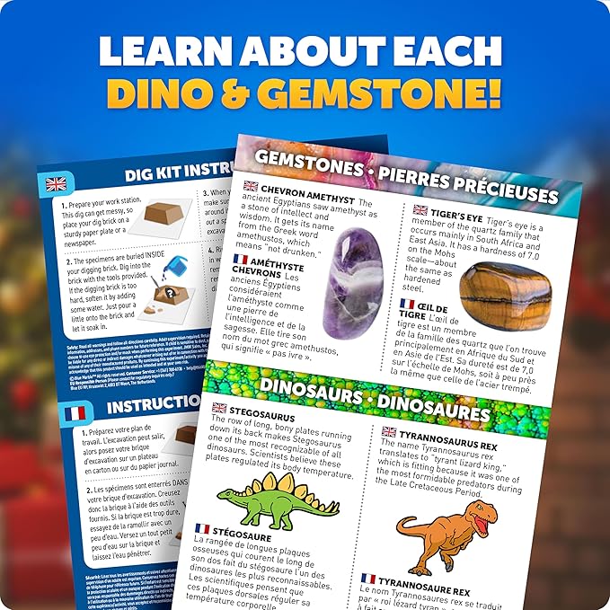 Blue Marble Science Surprise Christmas Ornament Kit for Kids- 4 Dig Kit Ornaments with Gemstone and Dinosaur Dig Bricks, Dino Digging Toys for Kids, Gem Excavation Stocking Stuffer for Boys and Girls