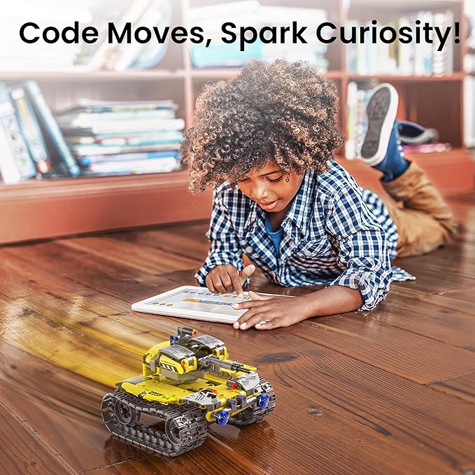 Christmas STEM Robot Building Kit Gift for Boys Ages 8-12 with Remote Control, Technic Coding Robotic Toy for Kids’ Birthday, Buildable 5-in-1 Models with 488 Pieces