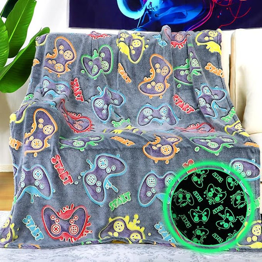Gaming Gifts Toys for Teen Boys Glow in The Dark Gaming Blanket for Men Boyfriends Gamers Soft Fleece Gamer Blanket for Kids Birthday Gifts