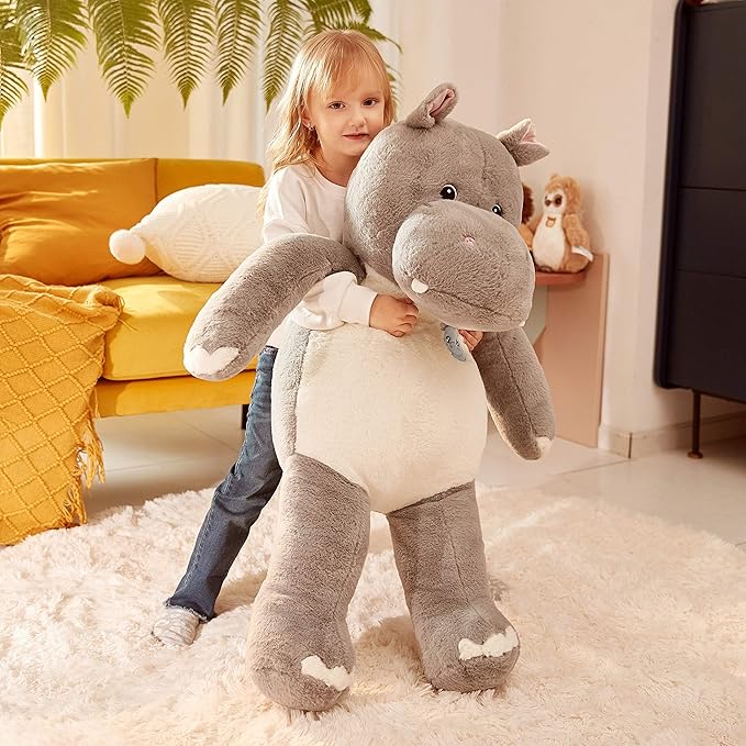 IKASA Giant Hippo Stuffed Animal,30" Jumbo Plush Toy, Soft and Cute Toys for Kids Boys Girls (Gray)