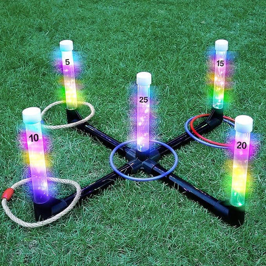 Outdoor Games Ring Toss Games Glow in Dark, Yard Games for Adults and Family