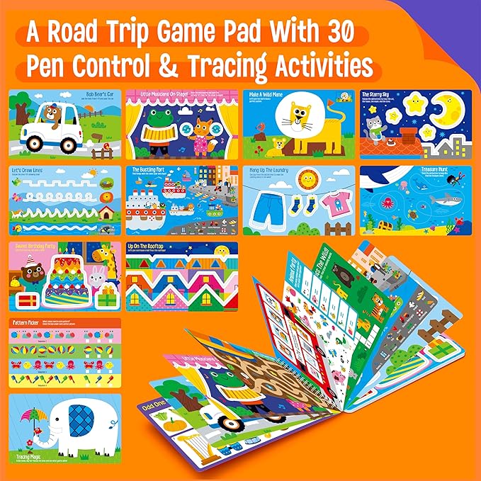 Tracing & Pen Control Pad for Kids, 30 Pages Reusable & Erasable Handwriting & Drawing Practices, Alphabet ABC and Number 123 Tracing Workbook Educational Montessori Tool for Autism, Toddlers 3-5