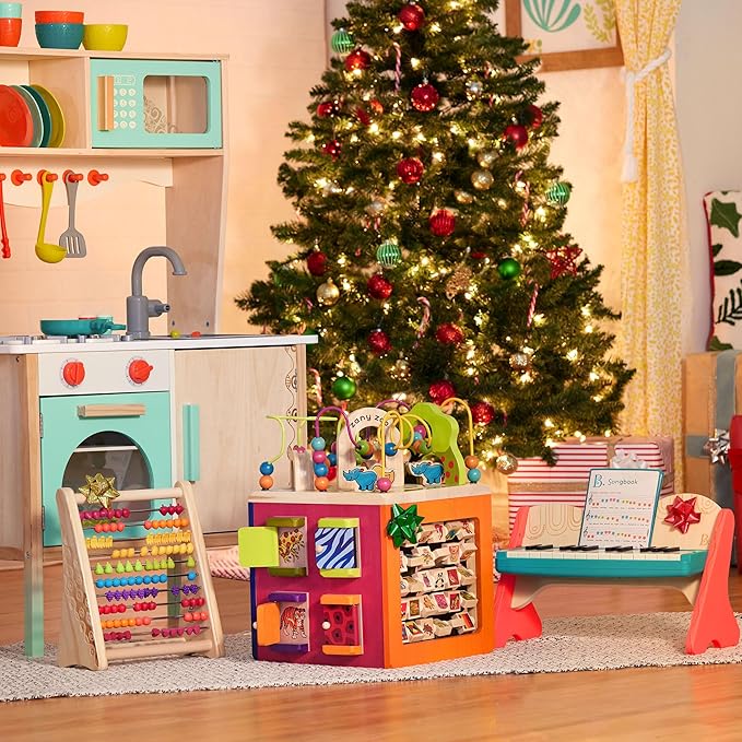 B. toys – Wooden Toy Piano for Toddlers, Kids – Color – Coded Keys with Songbook – Musical Instrument for Early Learning & Creativity – 3+ Years – Mini Maestro