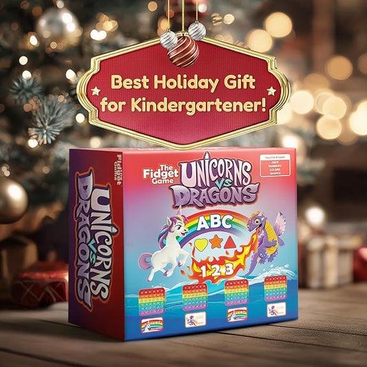 THE FIDGET GAME Unicorns vs Dragons, Fun Educational ABC Toys to Learn Alphabet, Numbers, Shapes & Colors, Interactive Learning Tools for Pre-K & Kindergarten