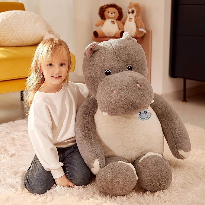 IKASA Giant Hippo Stuffed Animal,30" Jumbo Plush Toy, Soft and Cute Toys for Kids Boys Girls (Gray)