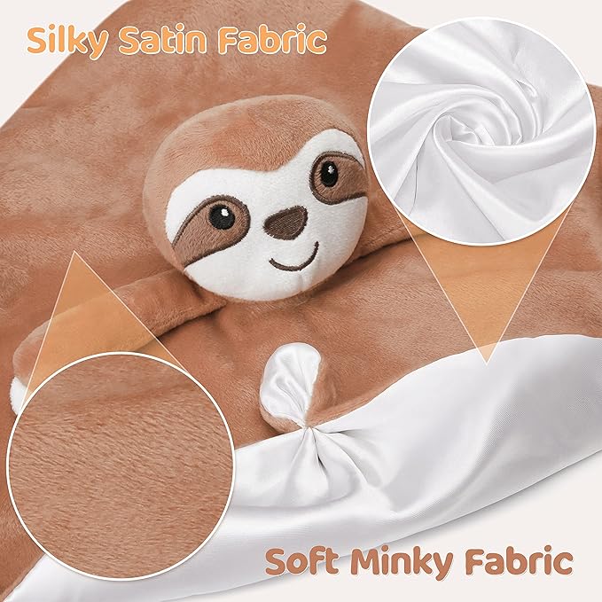 Pro Goleem Sloth Security Blanket Soft Lovey for Babies Boys and Girls Newborn Lovie Infant Blankie Sloth Baby Snuggle Toy Stuffed Animal Baby Gifts 14 Inch