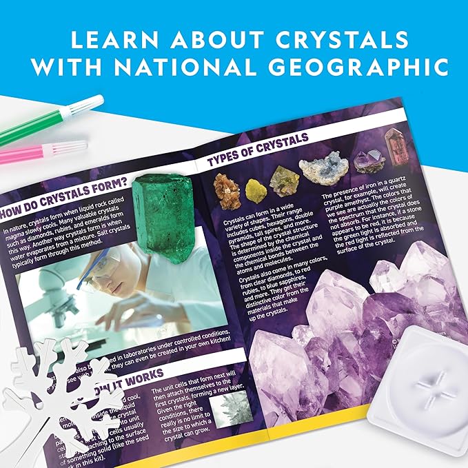 National Geographic Craft Kits for Kids - Crystal Growing Kit - Grow a Crystal Garden in Just 6 Hours, Educational Craft Includes Art Project, Geode, STEM Arts and Crafts for Girls (Amazon Exclusive)