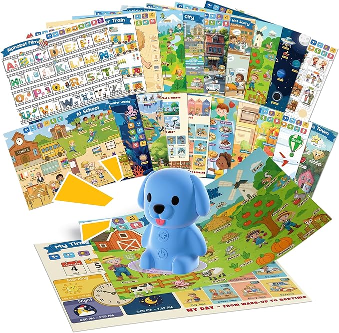 QuTZ Talking Pen with 20 Interactive Learning Posters, Educational Toy for Toddlers Ages 2-6, 700+ Games, 500+ Words, ABC, 123, Animals, Shapes, Preschool Homeschool Essential